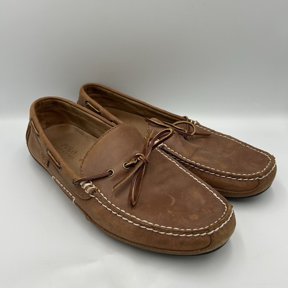 Polo‎ Ralph Lauren Wyndings Driving Loafer Leather Brown 12 D - Picture 1 of 10